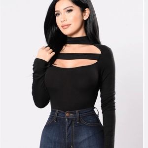 Fashion Nova Eye Opening Black Bodysuit Size Medium